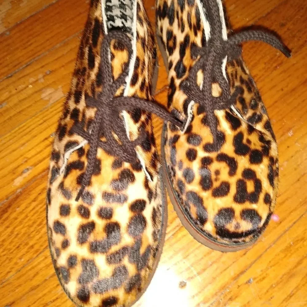Leather Pony Hair ankle boots Cheetah print